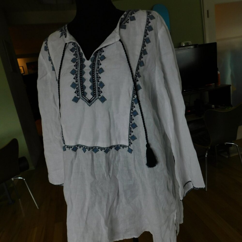 J.Jill Love Linen embroidered tunic/cover up Size Large